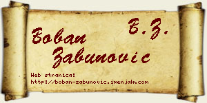 Boban Zabunović vizit kartica